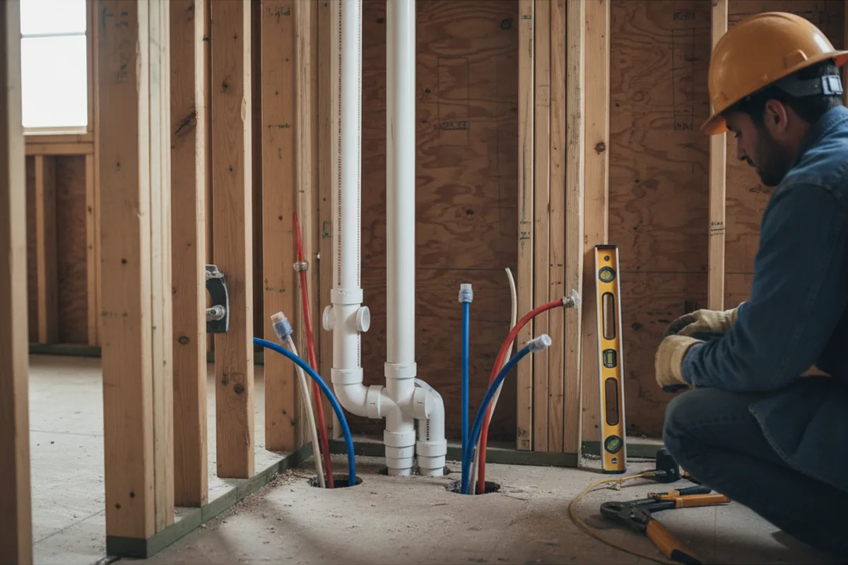 Drain and supply rough-in during Leak Detection in Lunenburg